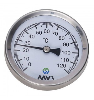 Термометр аксиальный MVI, 0-120C, D63 мм, погружной, подключение G1/2